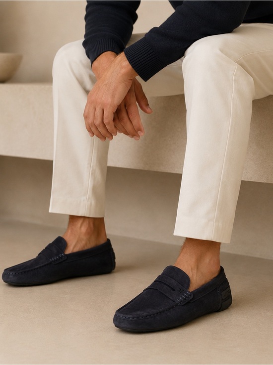 LLOYD Other - LLOYD Men’s Navy Blue Suede Penny Loafers Driving Shoes US10/EU 43